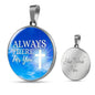 Always There For You Circle Necklace Stainless Steel or 18k Gold Heart Pendant 18-22" - Express Your Love Gifts