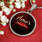 Amor Nunca Se Acaba Circle Necklace Stainless Steel or 18k Gold 18-22" - Express Your Love Gifts