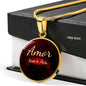 Amor Nunca Se Acaba Circle Necklace Stainless Steel or 18k Gold 18-22" - Express Your Love Gifts