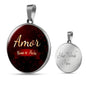 Amor Nunca Se Acaba Circle Necklace Stainless Steel or 18k Gold 18-22" - Express Your Love Gifts