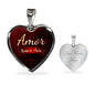 Amor Nunca Se Acaba Necklace Stainless Steel or 18k Gold Heart Pendant 18-22" - Express Your Love Gifts