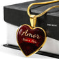 Amor Nunca Se Acaba Necklace Stainless Steel or 18k Gold Heart Pendant 18-22" - Express Your Love Gifts