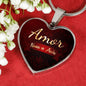 Amor Nunca Se Acaba Necklace Stainless Steel or 18k Gold Heart Pendant 18-22" - Express Your Love Gifts
