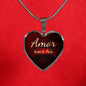 Amor Nunca Se Acaba Necklace Stainless Steel or 18k Gold Heart Pendant 18-22" - Express Your Love Gifts