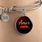 Amor Nunca Se Acaba Stainless Steel or 18k Gold Circle Bracelet Bangle - Express Your Love Gifts
