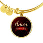 Amor Nunca Se Acaba Stainless Steel or 18k Gold Circle Bracelet Bangle - Express Your Love Gifts