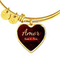 Amor Nunca Se Acaba Stainless Steel or 18k Gold Heart Bracelet Bangle - Express Your Love Gifts