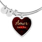Amor Nunca Se Acaba Stainless Steel or 18k Gold Heart Bracelet Bangle - Express Your Love Gifts