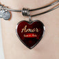 Amor Nunca Se Acaba Stainless Steel or 18k Gold Heart Bracelet Bangle - Express Your Love Gifts