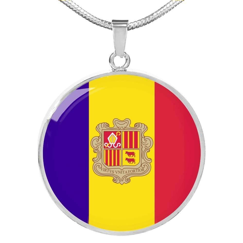 Andorra Flag Necklace Andorra Flag Stainless Steel or 18k Gold 18-22" - Express Your Love Gifts