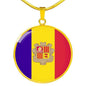 Andorra Flag Necklace Andorra Flag Stainless Steel or 18k Gold 18-22" - Express Your Love Gifts