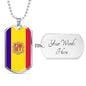 Andorra Flag Necklace Andorra Flag Stainless Steel or 18k Gold Dog Tag 24" - Express Your Love Gifts