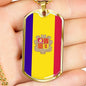Andorra Flag Necklace Andorra Flag Stainless Steel or 18k Gold Dog Tag 24" - Express Your Love Gifts
