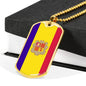 Andorra Flag Necklace Andorra Flag Stainless Steel or 18k Gold Dog Tag 24" - Express Your Love Gifts