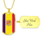 Andorra Flag Necklace Andorra Flag Stainless Steel or 18k Gold Dog Tag 24" - Express Your Love Gifts