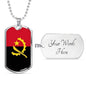 Angola Flag Necklace Angola Flag Stainless Steel or 18k Gold Dog Tag 24" - Express Your Love Gifts