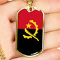 Angola Flag Necklace Angola Flag Stainless Steel or 18k Gold Dog Tag 24" - Express Your Love Gifts