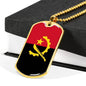 Angola Flag Necklace Angola Flag Stainless Steel or 18k Gold Dog Tag 24" - Express Your Love Gifts