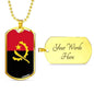 Angola Flag Necklace Angola Flag Stainless Steel or 18k Gold Dog Tag 24" - Express Your Love Gifts