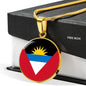 Antigua And Barbuda Flag Circle Necklace Stainless Steel or 18k Gold 18-22" - Express Your Love Gifts