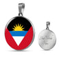 Antigua And Barbuda Flag Circle Necklace Stainless Steel or 18k Gold 18-22" - Express Your Love Gifts