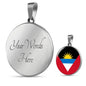 Antigua And Barbuda Flag Circle Necklace Stainless Steel or 18k Gold 18-22" - Express Your Love Gifts