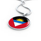 Antigua And Barbuda Flag Circle Necklace Stainless Steel or 18k Gold 18-22" - Express Your Love Gifts