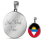 Antigua And Barbuda Flag Circle Necklace Stainless Steel or 18k Gold 18-22" - Express Your Love Gifts