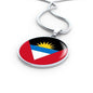 Antigua And Barbuda Flag Circle Necklace Stainless Steel or 18k Gold 18-22" - Express Your Love Gifts