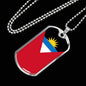 Antigua And Barbuda Flag Necklace Antigua And Barbuda Flag Stainless Steel or 18k Gold Dog Tag 24"" Chain - Express Your Love Gifts