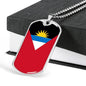 Antigua And Barbuda Flag Necklace Antigua And Barbuda Flag Stainless Steel or 18k Gold Dog Tag 24"" Chain - Express Your Love Gifts
