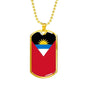 Antigua And Barbuda Flag Necklace Antigua And Barbuda Flag Stainless Steel or 18k Gold Dog Tag 24"" Chain - Express Your Love Gifts