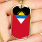 Antigua And Barbuda Flag Necklace Antigua And Barbuda Flag Stainless Steel or 18k Gold Dog Tag 24"" Chain - Express Your Love Gifts