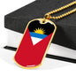 Antigua And Barbuda Flag Necklace Antigua And Barbuda Flag Stainless Steel or 18k Gold Dog Tag 24"" Chain - Express Your Love Gifts