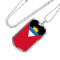 Antigua And Barbuda Flag Necklace Antigua And Barbuda Flag Stainless Steel or 18k Gold Dog Tag 24"" Chain - Express Your Love Gifts