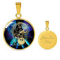 Aquarius Purple Galaxy Zodiac Necklace Stainless Steel or 18k Gold Circle Pendant - Express Your Love Gifts