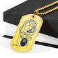 Aquarius Zodiac Constellation Queen Necklace Dog Tag Stainless Steel or 18k Gold 24" Chain - Express Your Love Gifts