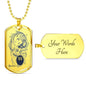 Aquarius Zodiac Constellation Queen Necklace Dog Tag Stainless Steel or 18k Gold 24" Chain - Express Your Love Gifts