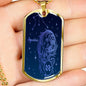 Aquarius Zodiac Queen Constellation Necklace Dog Tag Stainless Steel or 18k Gold 24" Chain - Express Your Love Gifts