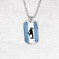Argentina Flag And Soccer/Futbol Necklace Stainless Steel or 18k Gold Dog Tag 24" Chain-Express Your Love Gifts