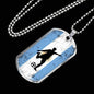 Argentina Flag And Soccer/Futbol Necklace Stainless Steel or 18k Gold Dog Tag 24" Chain-Express Your Love Gifts
