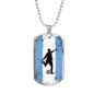 Argentina Flag And Soccer/Futbol Necklace Stainless Steel or 18k Gold Dog Tag 24" Chain-Express Your Love Gifts