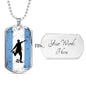 Argentina Flag And Soccer/Futbol Necklace Stainless Steel or 18k Gold Dog Tag 24" Chain-Express Your Love Gifts