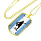 Argentina Flag And Soccer/Futbol Necklace Stainless Steel or 18k Gold Dog Tag 24" Chain-Express Your Love Gifts