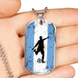Argentina Flag And Soccer/Futbol Necklace Stainless Steel or 18k Gold Dog Tag 24" Chain-Express Your Love Gifts