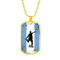 Argentina Flag And Soccer/Futbol Necklace Stainless Steel or 18k Gold Dog Tag 24" Chain-Express Your Love Gifts