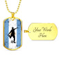 Argentina Flag And Soccer/Futbol Necklace Stainless Steel or 18k Gold Dog Tag 24" Chain-Express Your Love Gifts