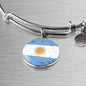 Argentina Flag Bracelet Circle Bangle Stainless Steel or 18k Gold - Express Your Love Gifts