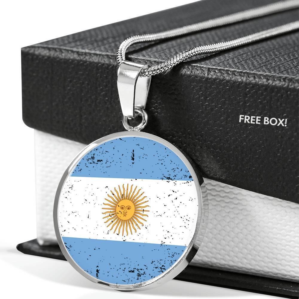 Argentina Flag Necklace Argentinan Flag Stainless Steel or 18k Gold 18-22" - Express Your Love Gifts
