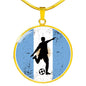 Argentina Flag Futbol Soccer Circle Pendant Stainless Steel Pendant Necklace - Express Your Love Gifts